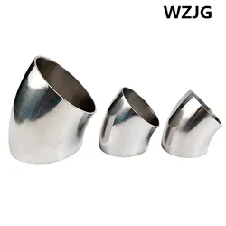 WZJG 19mm/25mm/32mm/38mm/45mm/51mm/63mm/76mm/102mm OD SS304 Stainless Steel Sanitary Weld 45 Degree Elbow Pipe Fitting Homebrew