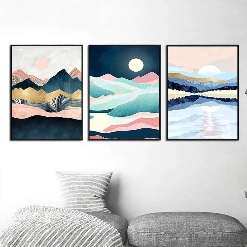 

GATYZTORY 3pc/Set DIY Painting By Numbers Kits For Adults Sunrise Landscape Picture By Number Home Decoration Wall Artwork