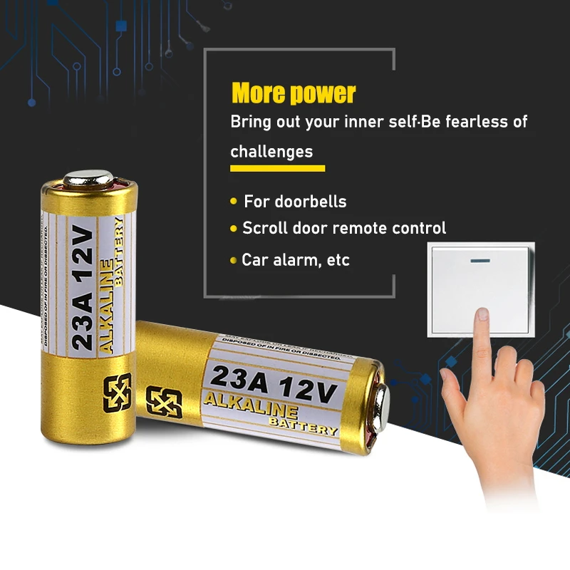 100PCS 23A 12V dry alkaline battery 23AE 21/23 A23 23GA MN21 for doorbell,car alarm,walkman,car remote control etc