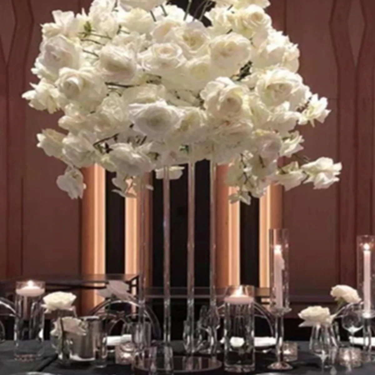 14pcs)Table Candelabra Centerpieces Clear Crystal Flower Stand Clear Wedding Centerpieces AB0552