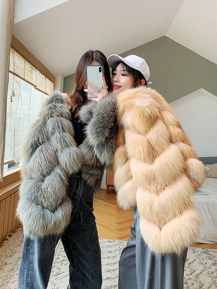 2020 winter new style whole fur fox fur coat female Korean long-sleeved short section imported red fox fur coat