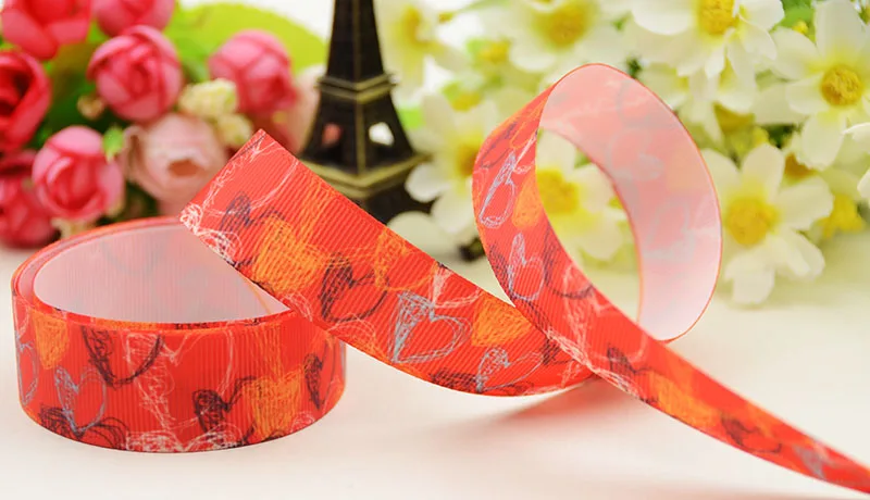 22mm 25mm 38mm 75mm love Cartoon pattern printed Grosgrain Ribbon party decoration 10 Yards X-04235