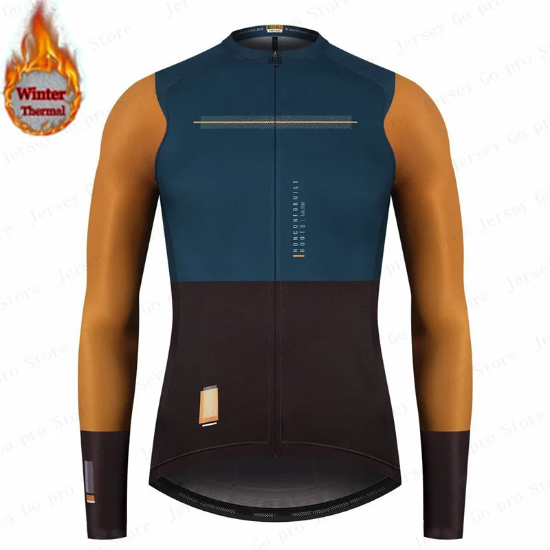 2022 Maillot Ciclismo Invierno Long Sleeve Cycling Jersey Bike Clothing Shirts MTB Bicycle Wear Winter Thermal Fleece Spain