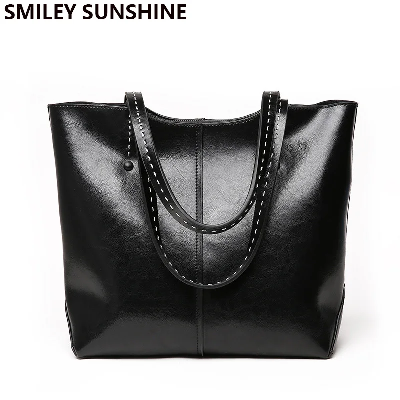 Cow Genuine Leather Handbags Big Shoulder Bags Ladies Totes Hand Bag Famous Brand Bags For Women 2022 New Luxury Handbags Black