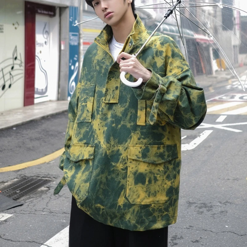 Men's Jacket Harajuku Windbreaker Bomber Jackets Camouflage Loose Coat Japanese style Casual new arrival tang suit men clothing