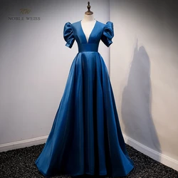 Prom Dress V-Neck Floor-Length Evening Dresses A-LINE Dresses Woman Party Night Prom Dresses Customized