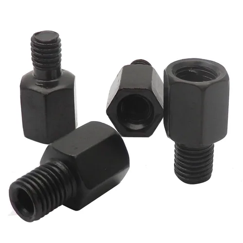 Imagen 2 del producto Par de adaptadores de espejo de motocicleta negros M10 10MM M8 8MM espejos retrovisores perno de conversión en el sentido de las agujas del reloj rosca derecha izquierda