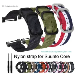 Suunto core交換用ナイロンストラップ,コネクタ付きリストキャンバスリストブレスレット,シルバー,ブラック,ピンクラスプ