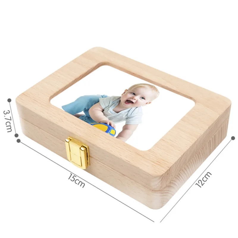 Baby Wooden Tooth Box Milk Teeth Hair Organizer Storage Collection Boy Girl Souvenir Case Keepsake Souvenir Gift for Children