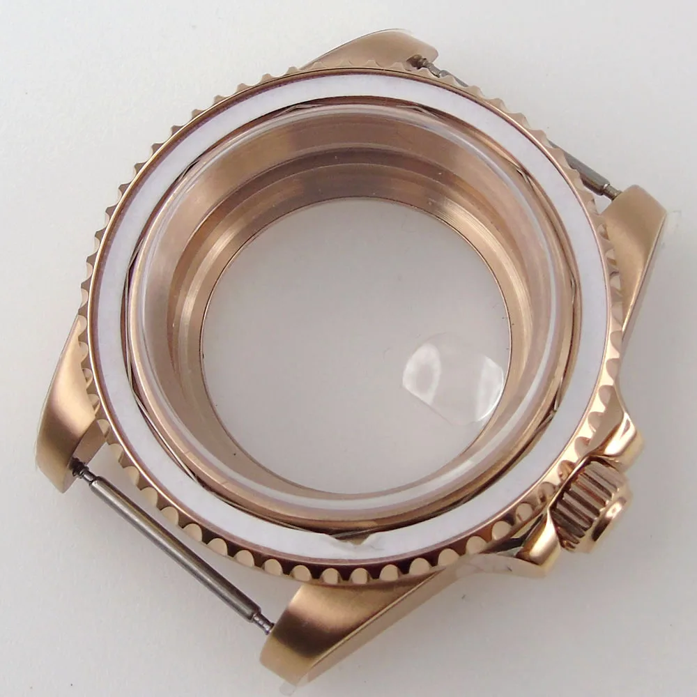 38mm 40mm Watch Case fit nh35a nh36a Rose Gold Black Silver Gold Bezel Ring Glass Back with Magnifier Screw Crown