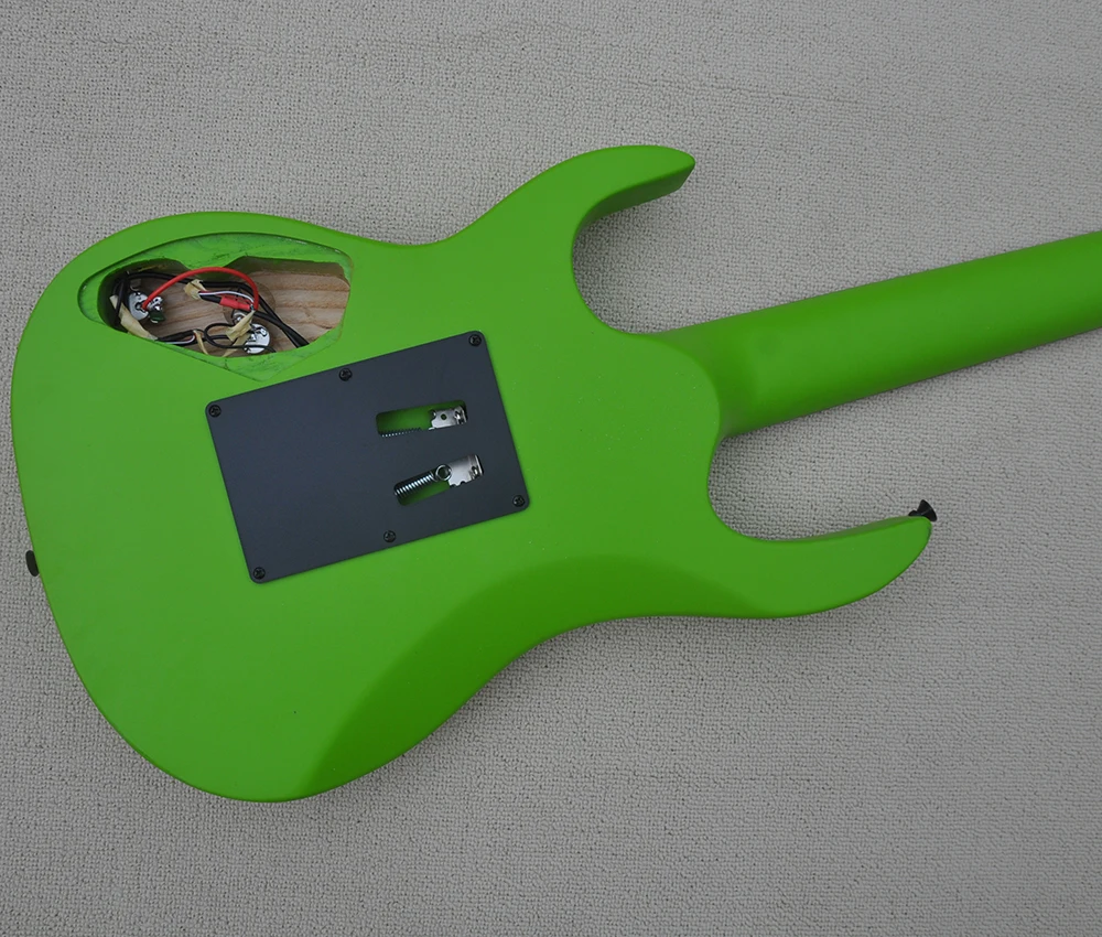 7 Strings Green Electric Guitar with Tremolo Bar,27 Frets,Rosewood Fretboard