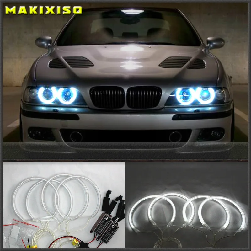 LED Angel Eyes for BMW E46 E39 E38 E36 projector headlight white E39 angel eye 4*131mm rings