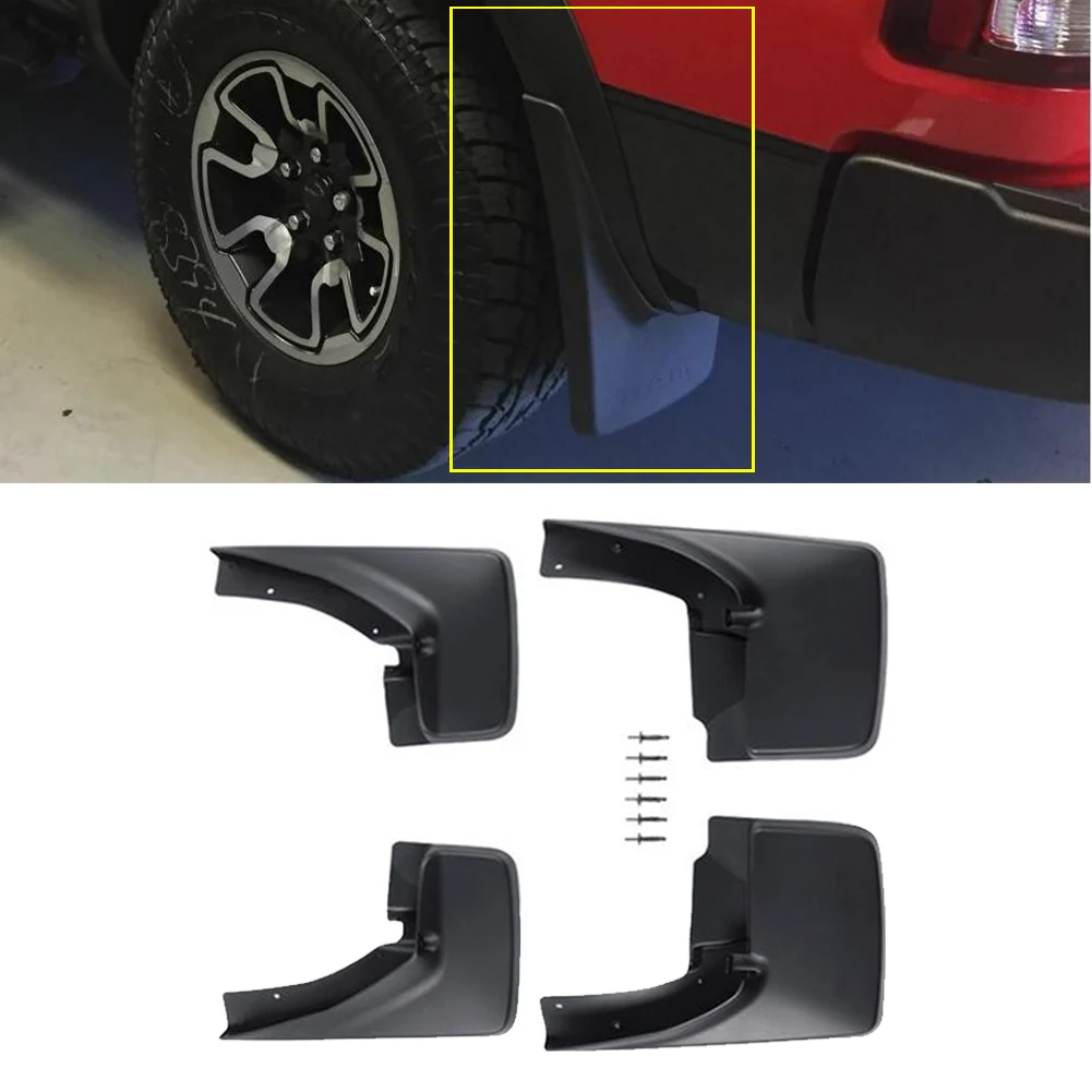 4Pcs Front & Rear Deluxe Molded Auto Splash Guards Mud Flaps Universal For Trucks With Fender Flares 2009-2019 RAM