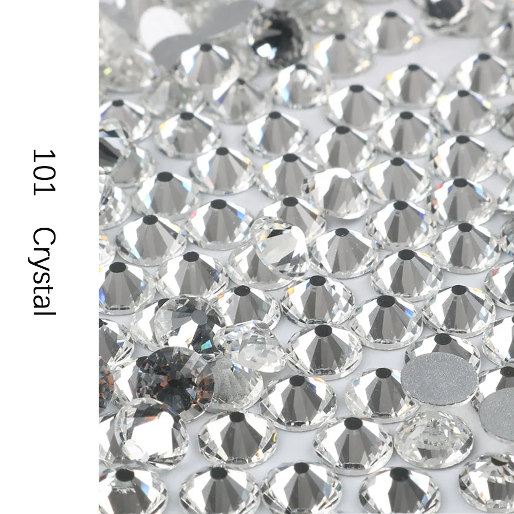 Top quality SS3-SS43 Clear Crystal White 3D Nail Art Decoration rhinestones Silver Flatback Rhinestones Glitter Gems