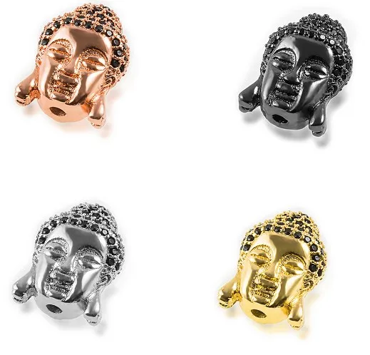 11*15mm Buddha head crystal micro pave cz zircon cubic zirconia beads DIY Copper necklace charm bracelet connectors hgfg3