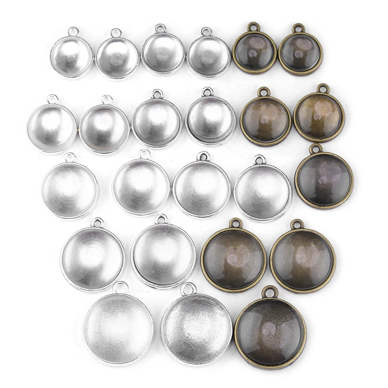 

20pcs/lot Cabochon 12/14/16/18/20mm Inner Size Round Cameo Base Setting For Women Pendant Necklace Making DIY Jewelry Findings