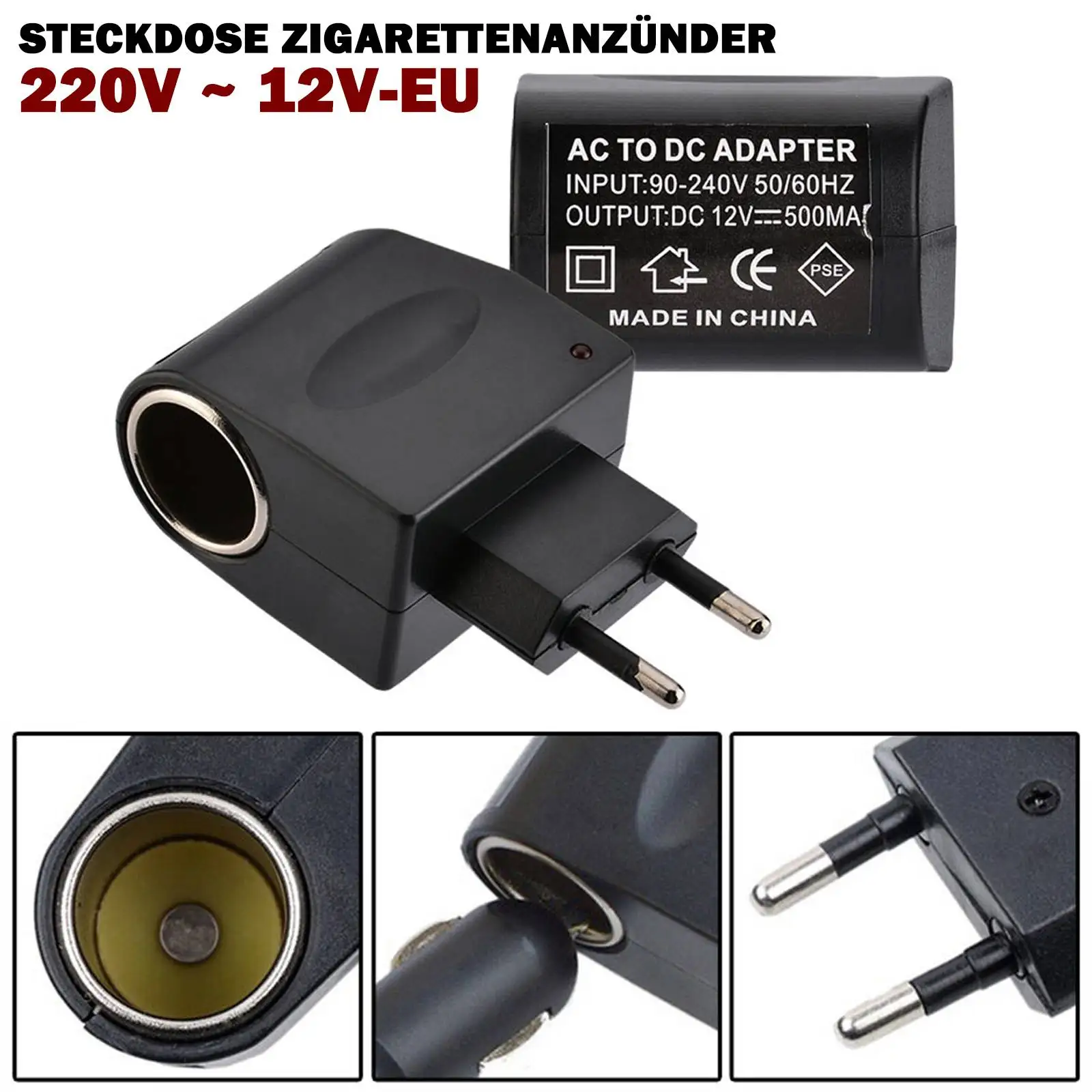 Universal 220V AC To 12V DC Car Power Adapter Socket Converter 220V To 12V Household Cigarette Lighter EU Plug