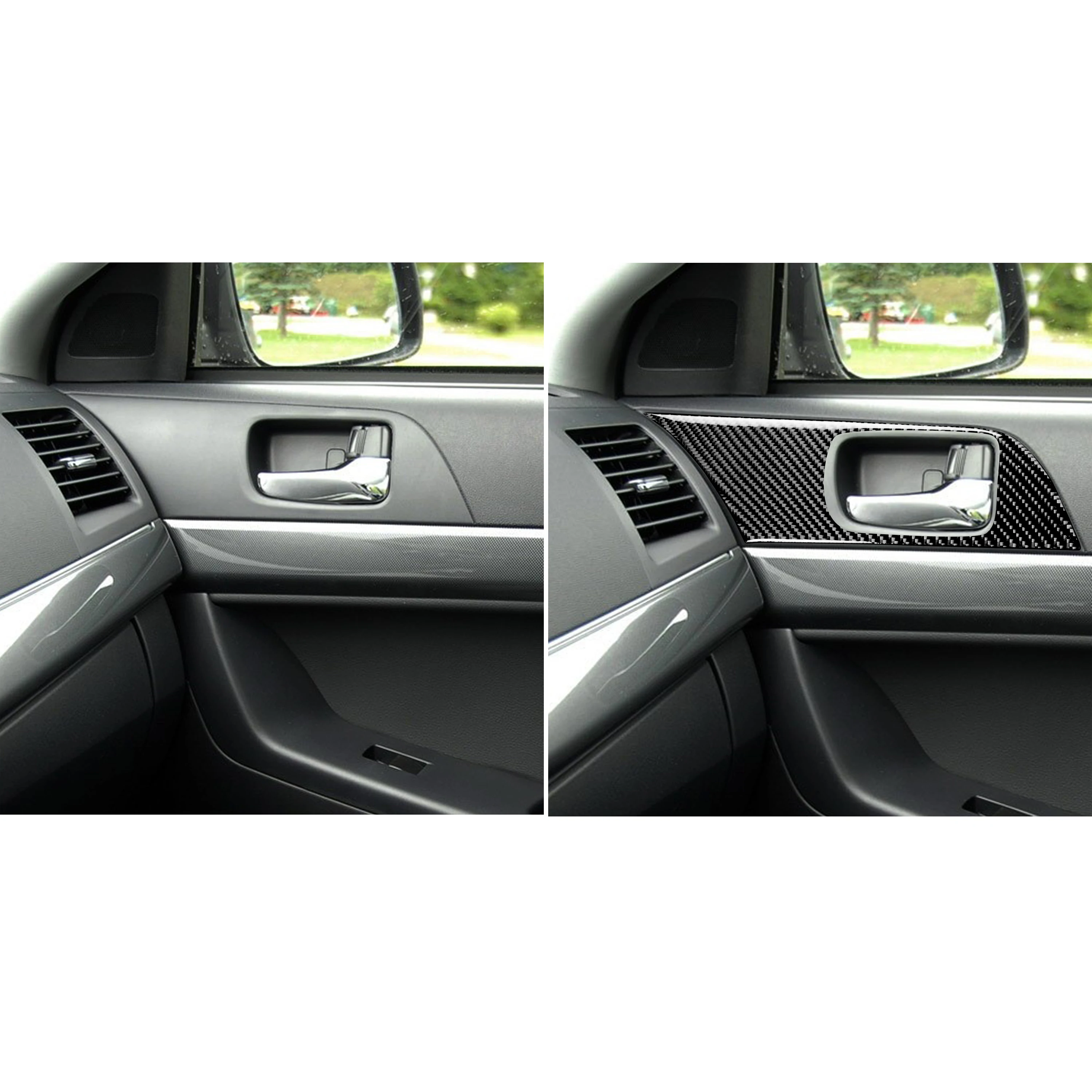 For Mitsubishi Lancer EVO X MR 2008-2015 Door Handle Panel Hand Pull Surround Carbon Fiber Sticker Cover Trim Car Accessories