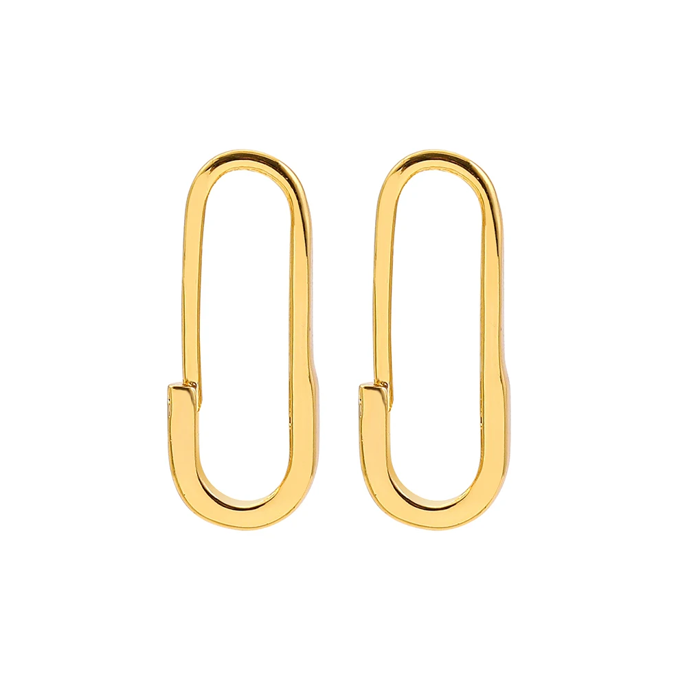 Simple U-shaped Safety Pin Stud Earrings Trendy Paper Clip Pin Copper Gold Color Earrings for Womne Girls Jewelry Wholesale