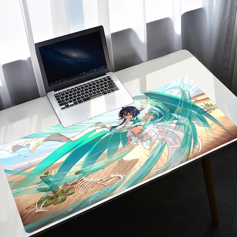 Genshin Impact แผ่นรองเม้าส์อุปกรณ์เสริมขนาดใหญ่ PC แล็ปท็อป Gamer Mousepad Anime Kawaii แป้นพิมพ์โต๊ะสำหรับ CS GO LOL พรม