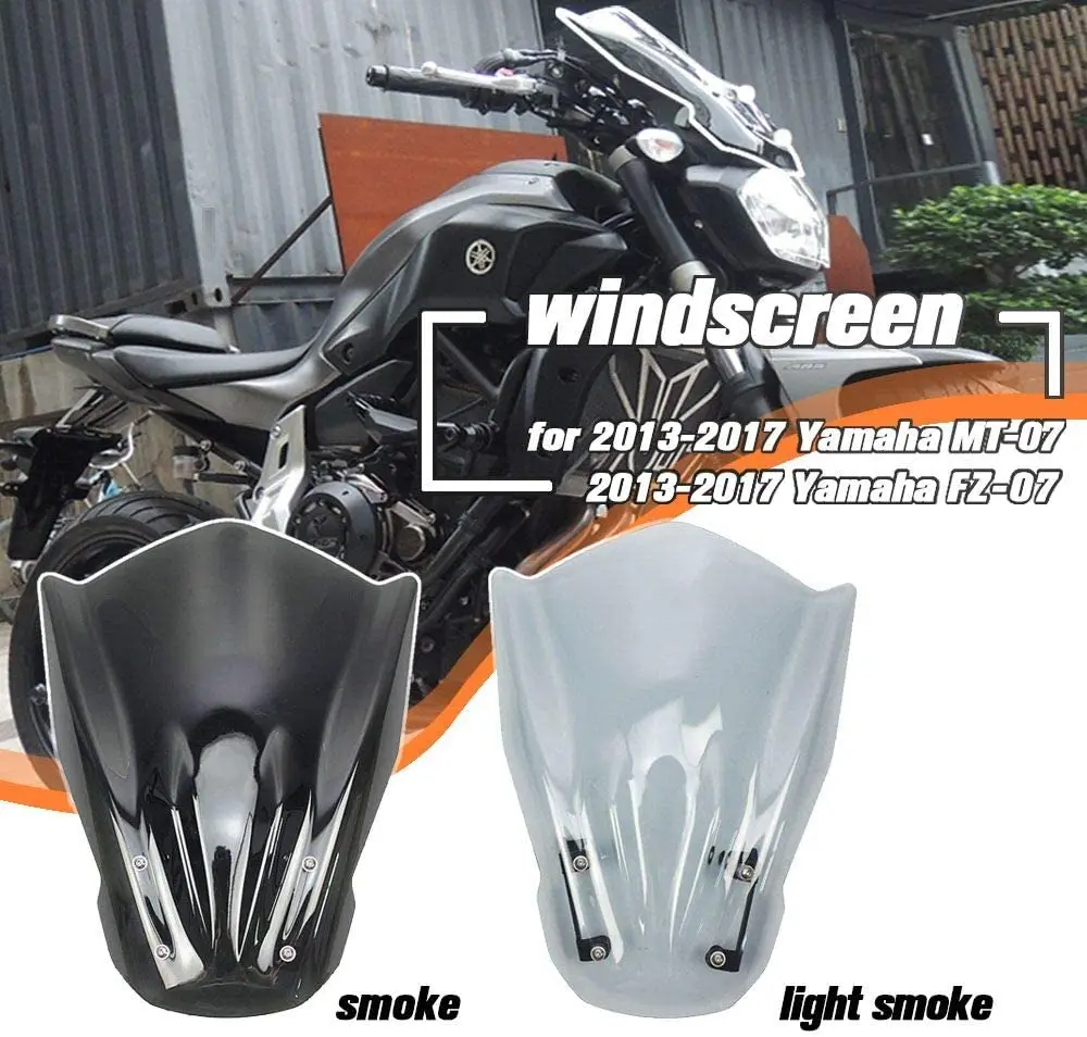 MT07 Windshield Windscreen For Yamaha  FZ07 FZ-07 2013 14 2015 2016 2017 MT 07 Headlight Guard Screen Lens Cover Protector