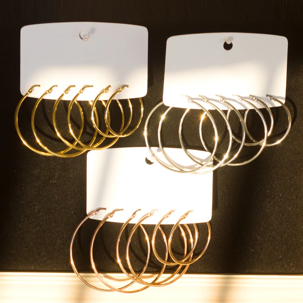 серьги 2022 тренд Hoop Earrings Stainless Steel Fashion Gold Color Round Earrings for Women Party Jewelry Wholesale image 4