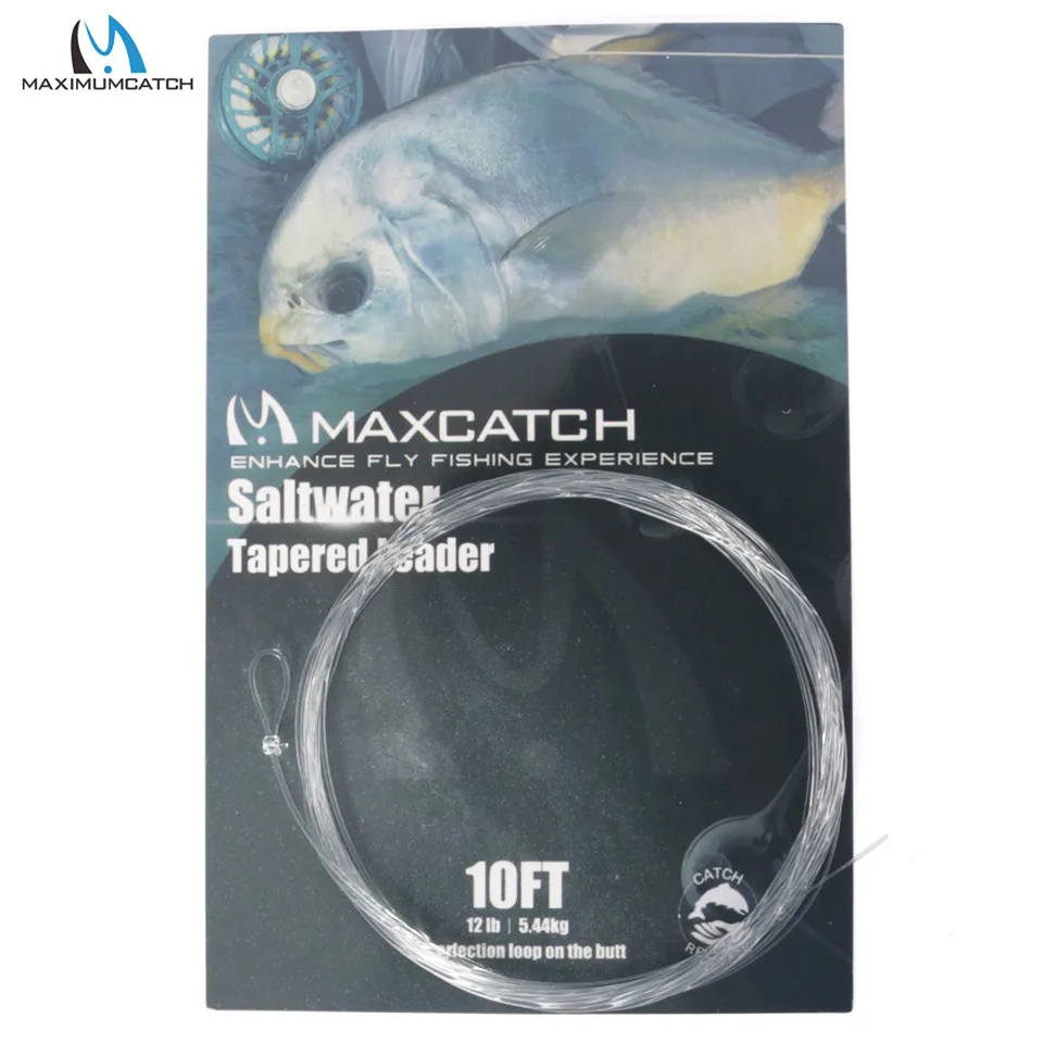 Maximumcatch 6pc 10-30LB 10FT Saltwater Tapered Leader Fly Fishing Leader Line with Loops Clear Color Fishing Cord