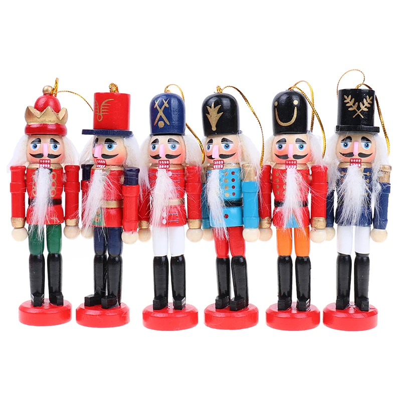 12cm Miniatures Nutcracker Puppet Christmas Ornaments Desktop Decoration Cartoons Drawing Walnuts Soldiers Band Dolls Nutcracker