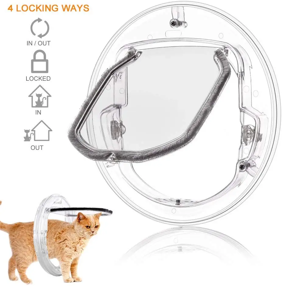 

Round Pet Door For Cats & Small Dogs Cat Door Flap Door For Screen/ Glass Window 4 Ways Round Transparent Pet Dog Cat Flap Door