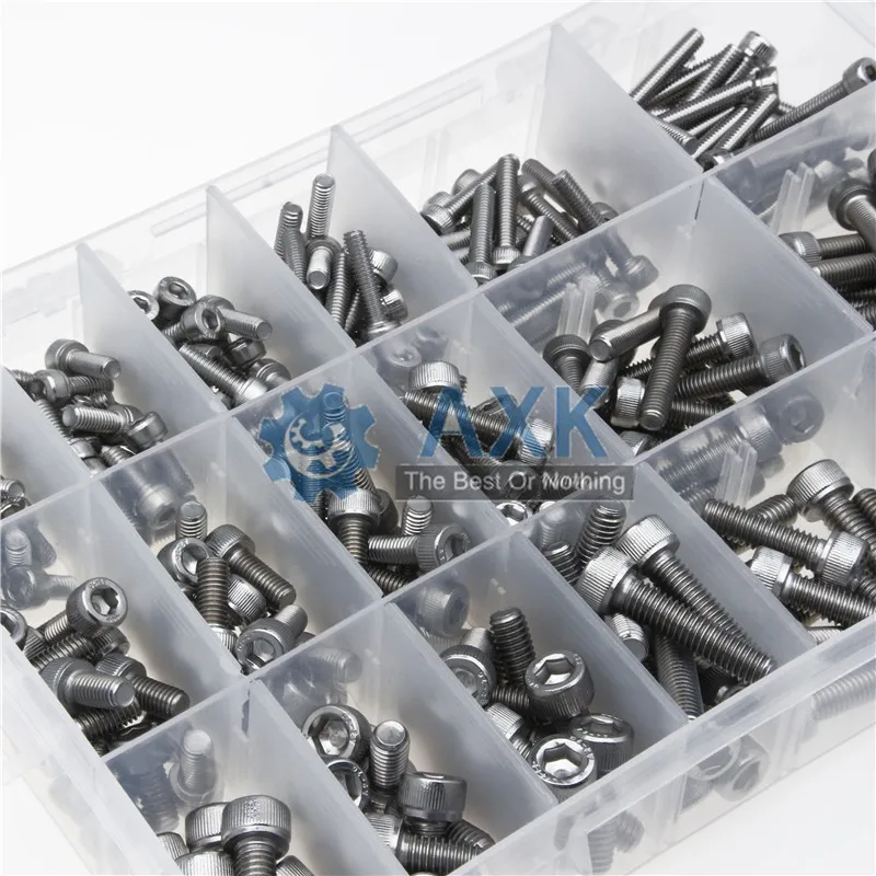 300pcs/set Black Din912 M2 M2.5 M3  Allen Bolt Hex Socket Round Cap Head Screw And Nut Assortment Kit Set