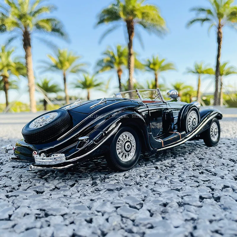 Maiisto-Mercedes 500K 1936 Modelo retro liga carro clássico, Decoração do carro, presente coleção, 1:18