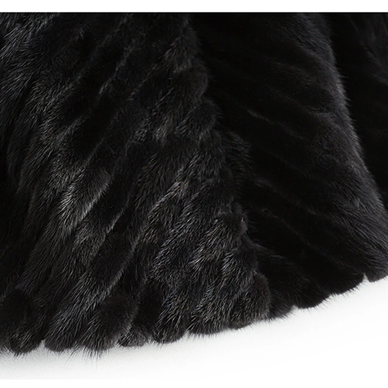 Vrouwen Jas Echte Mink Fur Jassen Lange Mouwen Winter Grote Warme Echt Bont Vrouwen Lange Zwarte Kleren Luxe Nertsen kraag Jas