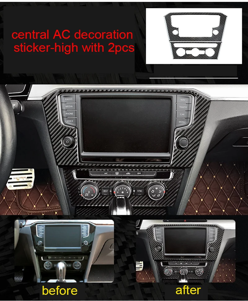 

Decoration Sticker For Volkswagen Magotan Carbon Fiber 2pcs Cc 2017 Car Interior Central Ac