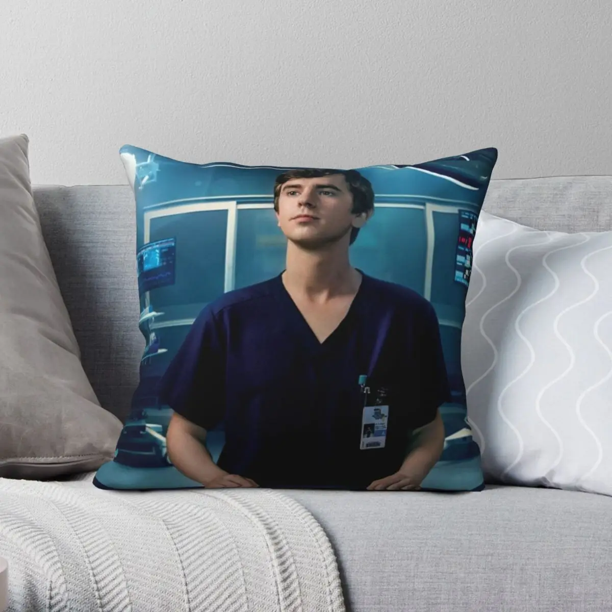 

The Good Doctor TV Square Pillowcase Polyester Linen Velvet Printed Zip Decor Pillow Case Home Cushion Case