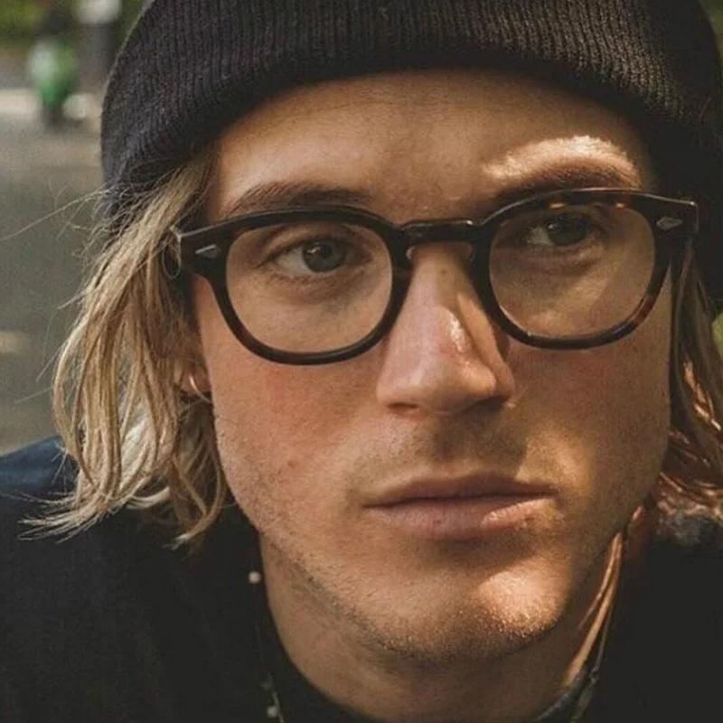Vintage nit okrągłe okulary mężczyzna Johnny Depp styl okulary marka projekt przezroczyste przezroczyste soczewki okulary mała ramka óculos