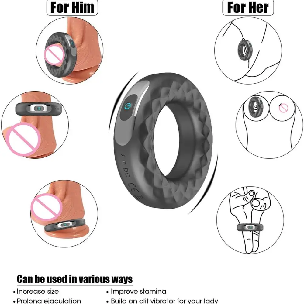 Cock Ring For Penis Vibration Ring Delay Ejaculation Vibrating Ring Male Mini Bullet Vibrator Clit Erection Lock Sex Toy For Men