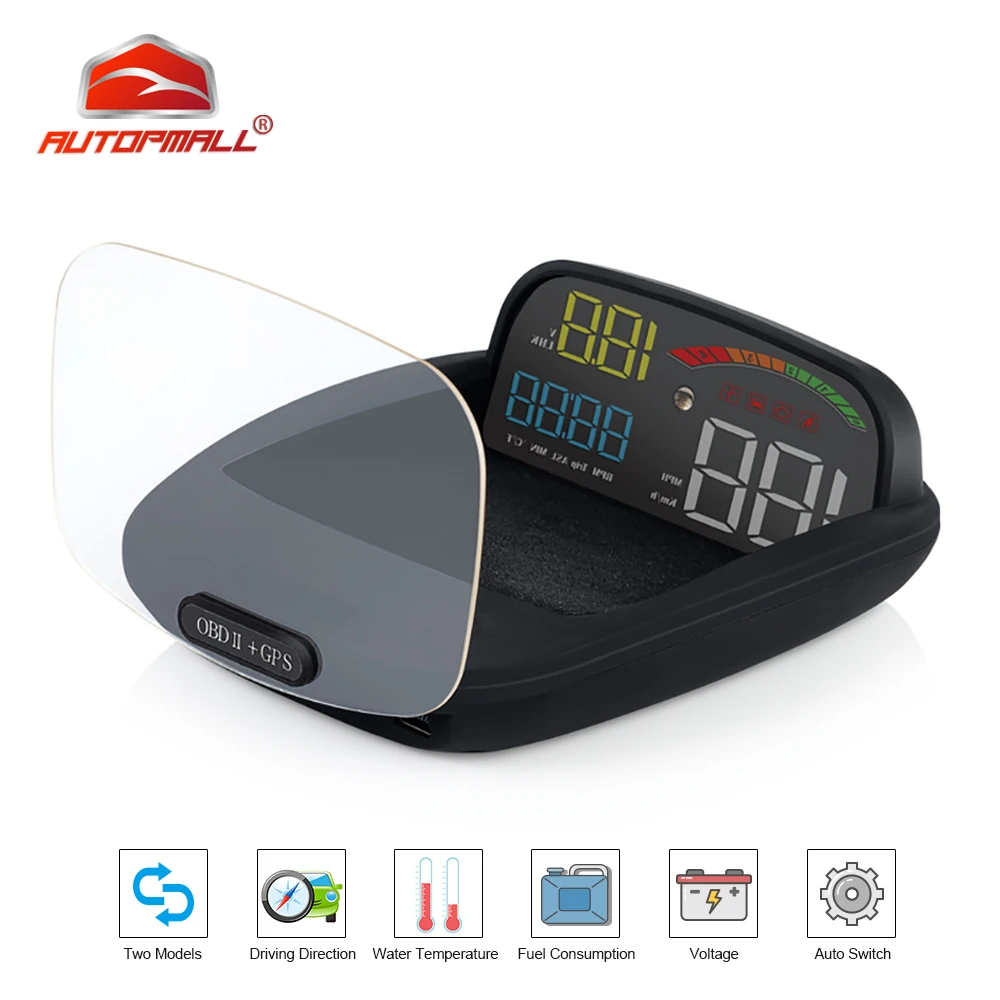 

Head-Up Display OBD II GPS Speedometer Alarm Function Practical 2 In 1 HD C800 On-board Computer Speed Projector Car HUD