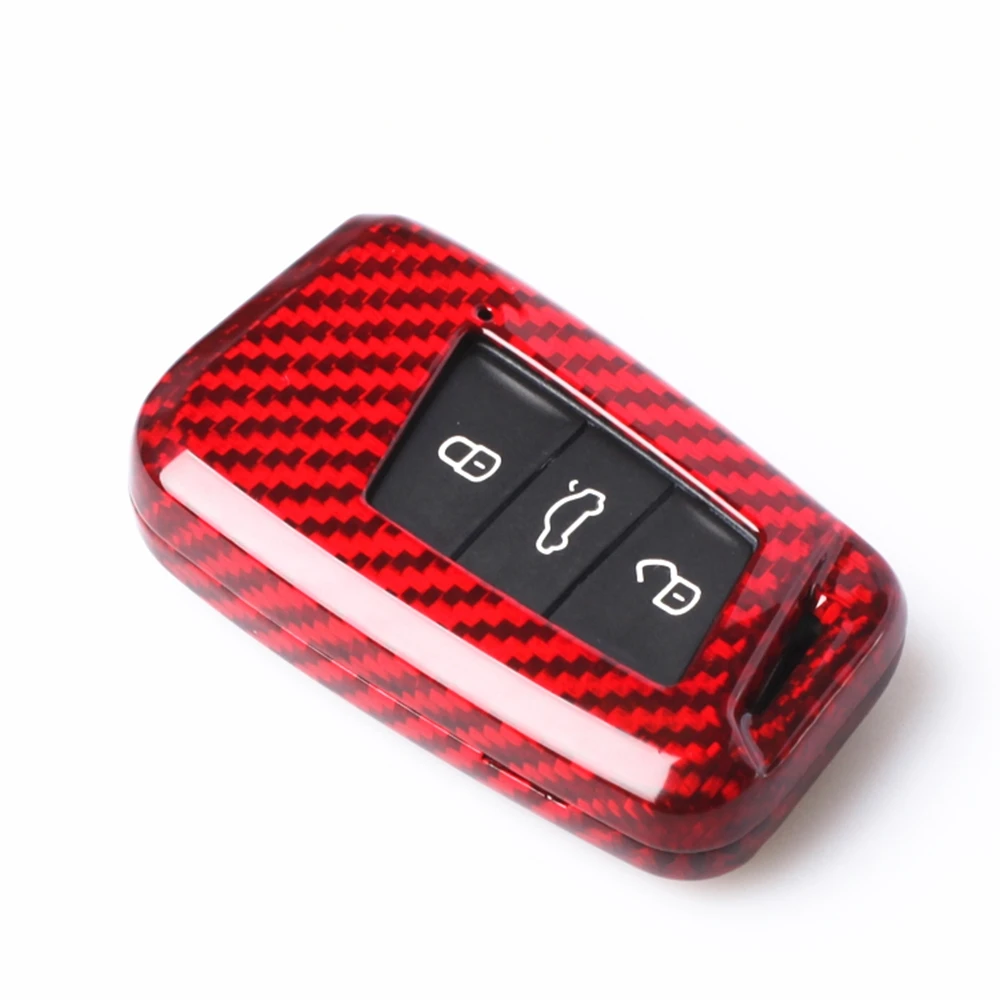 

For Volkswagen VW Magotan 2017-2018 Auto Smart Remote Key Shell Fob Cover Carbon Fiber Red Black Cap