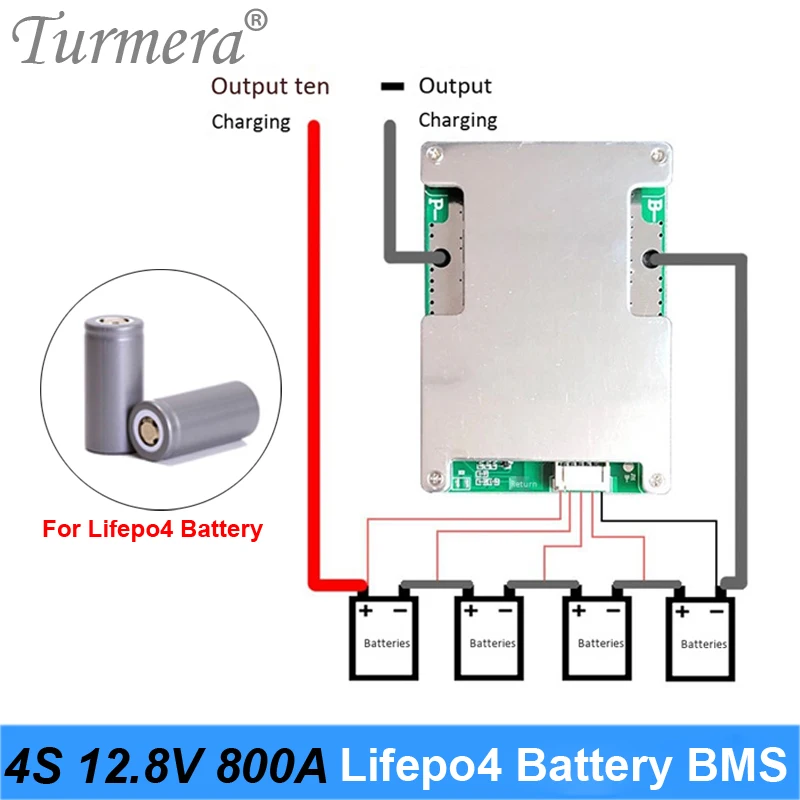 

Turmera 4S 800A 50A 12.8V 14.4V 32700 Lifepo4 Battery BMS Board Balancing for Solar Energy System and Uninterrupted Power Supply