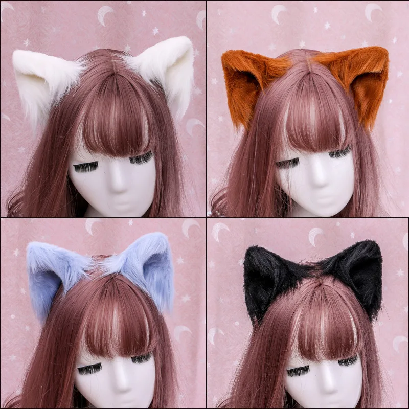 Hand-made Cat Ears Cos Simulation Animal Ears Cat Ears Ear Clip Cute Stuffed Animal Ears Hairwear Fox Maid Headwear