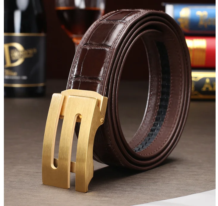 

100% real genuine crocodile belly skin men belt top luxury quality crocodile skin men fashion belt black brown color