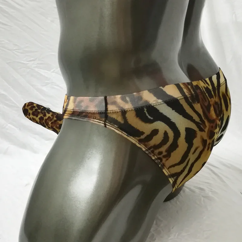 Mens Hot Leopard Low Waist Sheath Gay Brief Underwear
