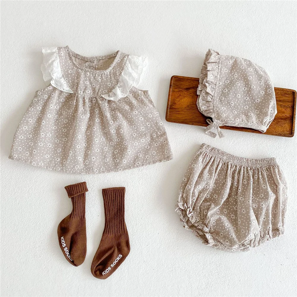 Newborn Baby Girl Clothes Set Fashion Summer Sleeveless Solid Baby Dress  Infant Baby Clothing Outfit Sisters Look Outwear