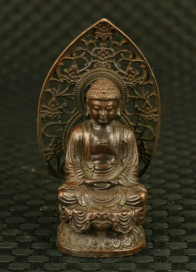 unique chinese old bronze hand carved buddha Sakyamuni statue figure