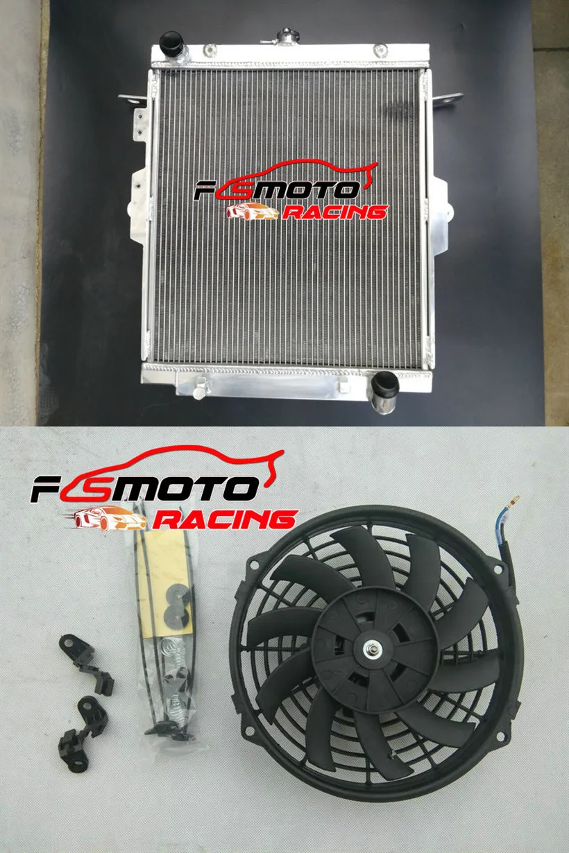 Aluminum Radiator + Fan For Toyota Landcruiser HDJ78 HDJ79 HZJ78 HZJ79 1HZ 4.2L