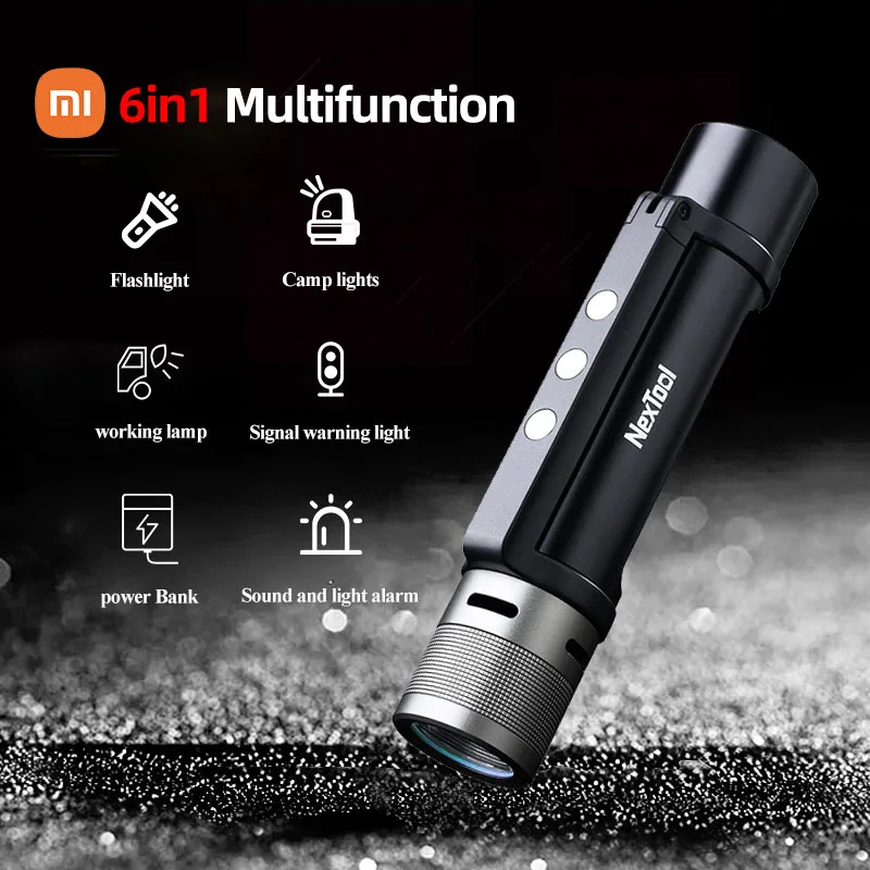 Xiaomi High Power Focus Led 1000lm Flashlight Camping Lamp Lantern USB Underwater Torch Light Tactical Bike Powerful Flashlights