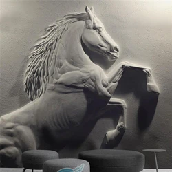 Customized wallpaper new Chinese style 3D relief running horse background wall living room bedroom hotel decoration mural обои