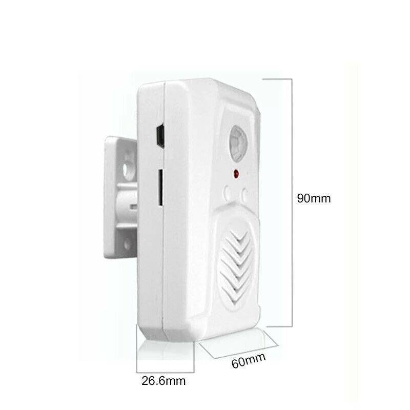 Sensor de movimiento para timbre de puerta, interruptor de timbre infrarrojo MP3, Sensor de movimiento PIR inalámbrico, Aviso de voz, timbre de puerta de bienvenida, alarma de entrada