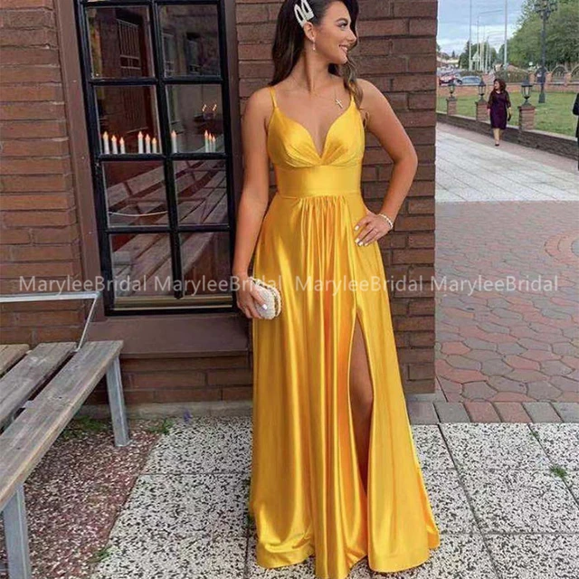 Formal mustard yellow dress hotsell