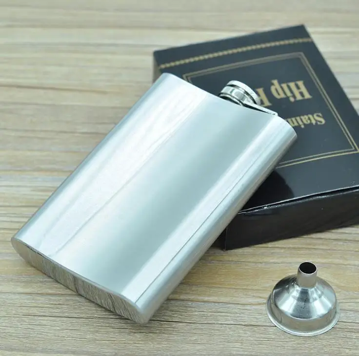 8oz Stainless Steel Pocket Hip Flask Retro Whishkey Flask Liquor Screw Cap Includes Free Bonus Funnel and Black Gift Box ni237